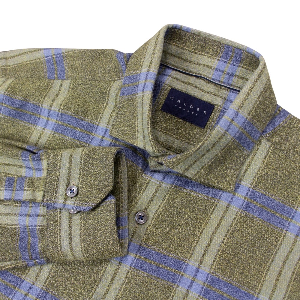 Calder Carmel Limited Edition 1/70 Green Blue Plaid Shirt Mens M Hand Made